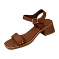 thumbnail image 2 of DIVVce Square Toe Block Heel Sandals For Women Open Toe Adjustable Ankle Strap Casual Footwear, 2 of 8