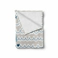 thumbnail image 2 of Nautical Soft Flannel Fleece Throw Blanket, Wave Pattern Marine Elements Octopus Crab Starfish Whale Art, Cozy Plush for Indoor and Outdoor Use, 50" x 70", Beige Blue White, by Ambesonne, 2 of 6