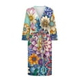 thumbnail image 3 of Yuyamidu Boho Mandala Flower Robes for Women V-Neck Casual Ladies Loungewear Soft Bathrobe Sleepwear Mid-Length Night Robe Size M Comfy Long Sleeves Kimono Robe, 3 of 7