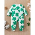 thumbnail image 3 of Baby Boy Girl St.Patrick's Day Outfit Clover Footed Jumpsuit Long Sleeve Zipper Romper Bodysuit Infant Spring Clothes, 3 of 7