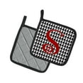 thumbnail image 2 of Monogram Initial S Houndstooth Black Pair of Pot Holders, 2 of 2