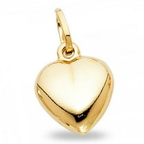 Solid 14k Yellow Gold Puffed Heart Pendant Love Charm Polished Quality Genuine Small 13 x 13 mm