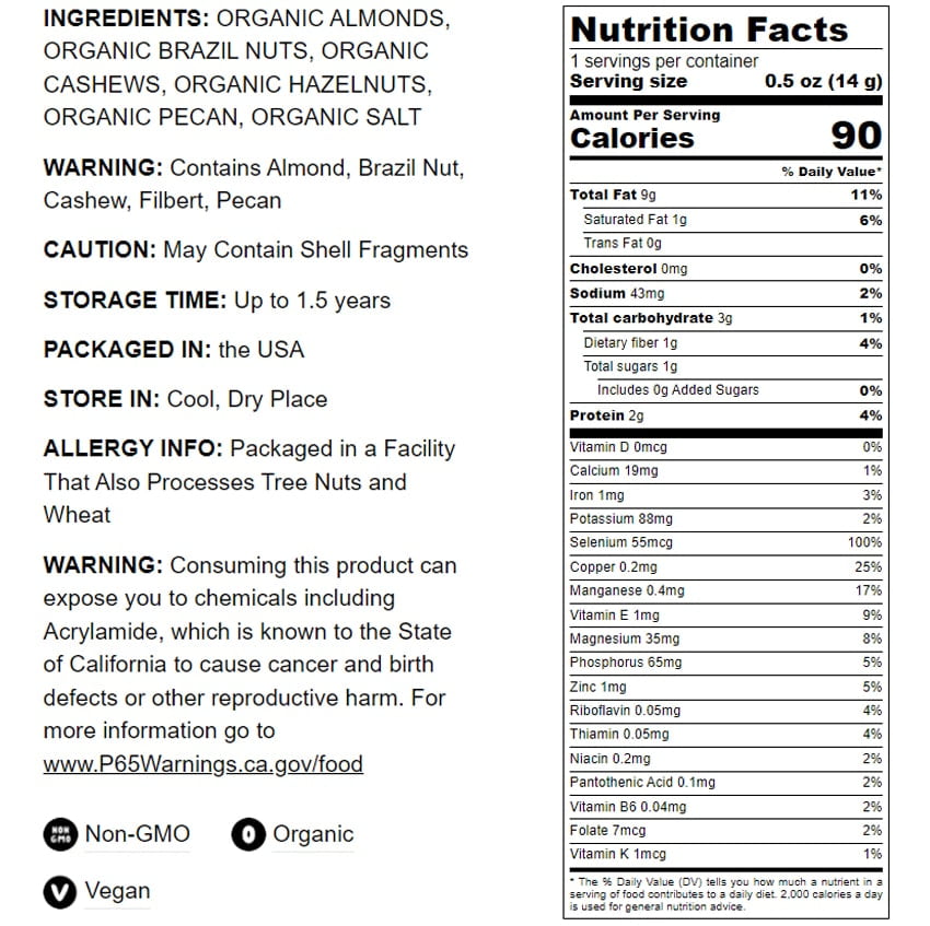 Organic Deluxe Nuts Mix, 2 Pounds — Non-GMO, Kosher, Vegan — by Food to Live