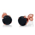 thumbnail image 2 of Gem Stone King 2.45 Ct Black Onyx White Diamond 18K Rose Gold Plated Silver Pendant and Earrings Jewelry Set, 2 of 5