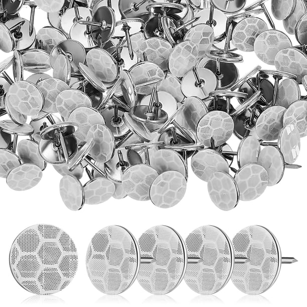 Tachuelas reflectantes para marcar senderos, marcadores de caza, chinchetas de Metal, marcadores de sendero reflectantes, reflectores de árbol, pasadores de empuje, 100 Uds.