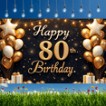 thumbnail image 6 of Decorative Design Happy 80th Birthday Golden Theme Balloon Decoration Celebration Banner for Birthday Party Senior Celebration Indoor Decoration, 6 of 8