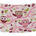 thumbnail image 2 of Owl Pink Tree Tapestry Wall Hanging Tapestries Happy Colorful Hippie Psychedelic Art Polyester Carpet Wall Decorative for Living Room Bedroom 60x51inch, 2 of 7