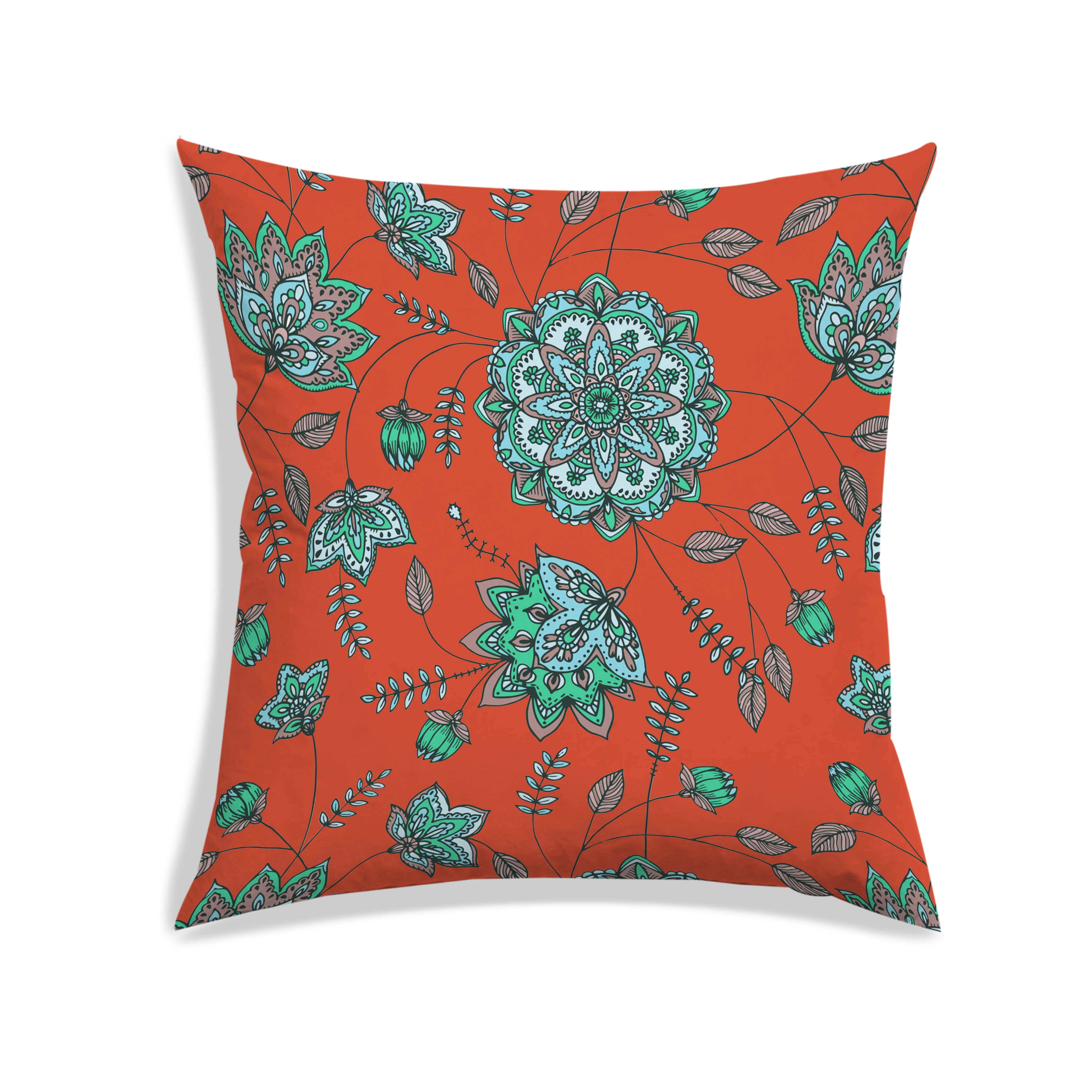 RADANYA 16X16 inches Cushion Cover Floral Flowers Printed Sofa