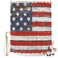 thumbnail image 2 of Independence Day Shower Curtain, 36" x 72", Abstract American Flag Wood Grain Waterproof Bathroom Curtain Washable Shower Curtain Set with 12 Hooks, 2 of 9