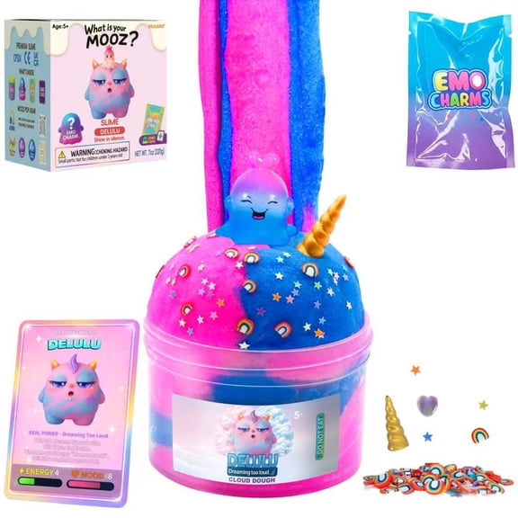 MOOZ Unicorn Cloud Slime Kit, Blue & Pink Scented, Non-Sticky, Ages 5 , 7 oz