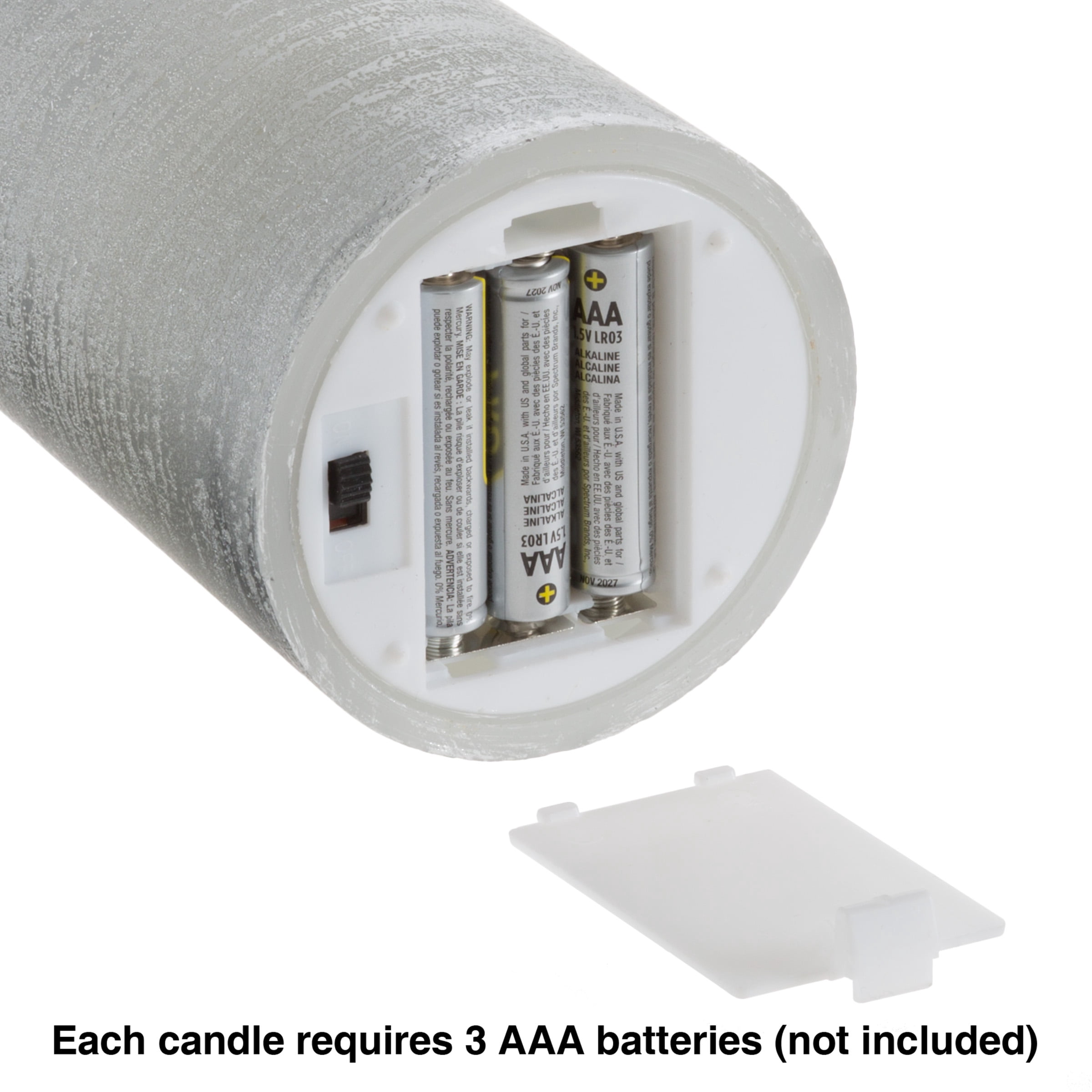 Lavish Home Set of 3 Flameless LED Real Wax Candles with Remote (Silver)