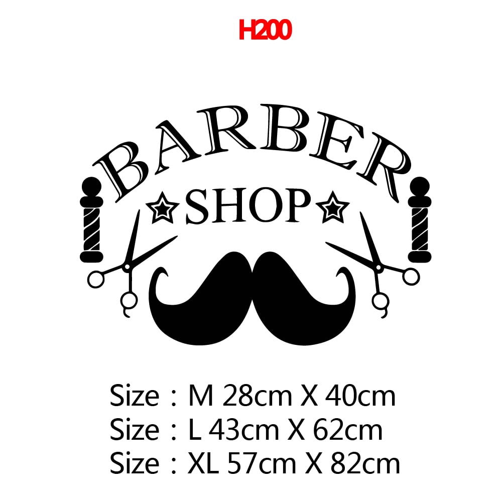 Homeex Carved Pattern Barber Shop Window Sticker Black