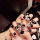 thumbnail image 4 of Uñas postizas de almendra de longitud media, 24 unidades, brillantes y largas, con diamantes de imitación y adhesivos para manicura para mujeres y niñas, 4 of 8