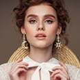 thumbnail image 4 of 2 Sets 2 Styles Colorful Rhinestone Moon & Star Asymmetrical Earrings Zinc Alloy Dangle Stud Earrings for Women Light Gold 57~63mm Pin: 0.8mm 1 Set/style, 4 of 7