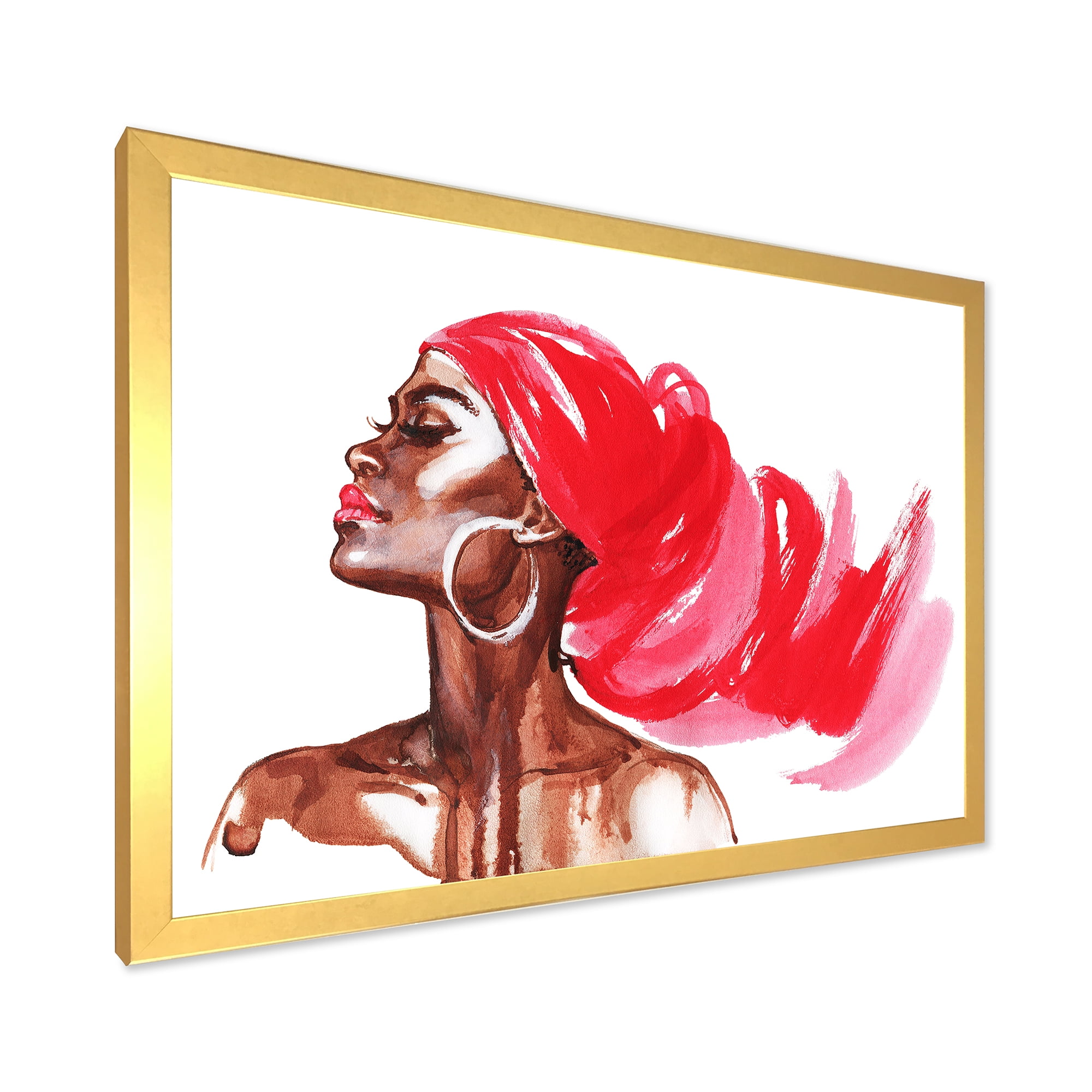 Designart 'Portrait of Afro American Woman IX' Modern Framed Art Print