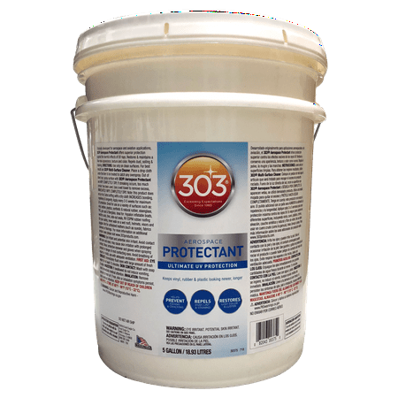 303 UV Protectant Spray - Ultimate UV Protection - Helps Prevent Fading And Cracking - Repels Dust, Lint, and Staining - Restores Lost Color And Luster, 5 Gallon (30375)