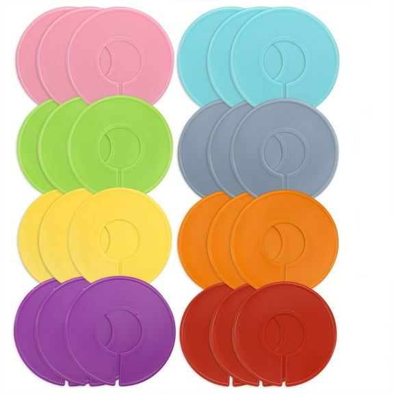 Accents Closet Dividers for Clothing Rack – 24 Pieces in 8 Colors, Closet Organizer/Hanger Separator Divides Clothing Rod by Size.