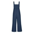 thumbnail image 6 of Women's Casual Baggy Sleeveless Bib Overall Adjustable Strap Wide Leg Jumpsuit Overalls with Pockets Navy,XL, 6 of 6