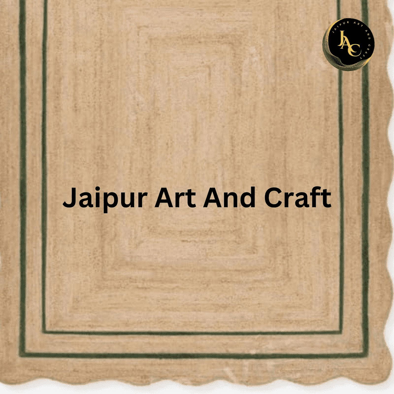 Jaipur Art And Craft Scallop Rectangle Bohemian Green, Brown Jute Area Rug (2x6 Sq ft)