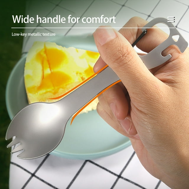 LJNYFDC Spork Portable Camping Spork Résistant à la Chaleur Prise Confortable Acier Inoxydable 5 en 1 Pique-Nique Camping Spork Fournitures Extérieures