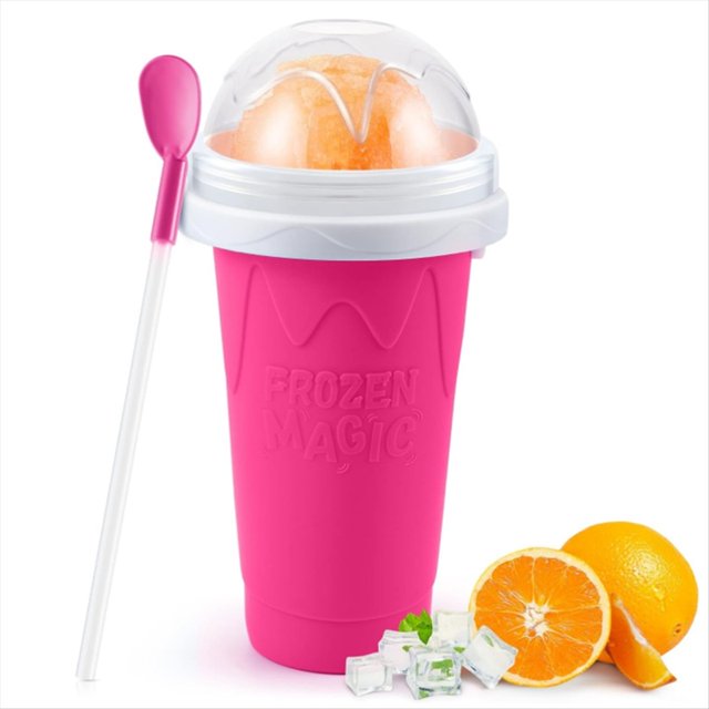 Vaso para Granizados, Vaso para Granizados, Vaso para Leche y Jugo, Vaso Mágico de Congelación Rápida, Vaso Refrescante, Vaso para Batidos Rosa