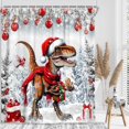thumbnail image 5 of Christmas Kids Shower Curtain for Bathroom, Funny Cute Dinosaur Red Ball Boys Girls Shower Curtain Set, Winter Snow Forest Pine Tree Farmhouse Bathroom Accessories Decor, Hooks Included, 72X72in, 5 of 5