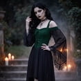 thumbnail image 7 of Witch Costume Women Halloween Dresses Adult Renaissance Medieval Vampire Butterfly Sleeve Mesh Gothic Outfits, 7 of 7