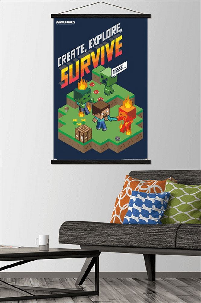 Minecraft - Create, Explore, Survive 2 Wall Poster with Magnetic Frame, 22.375" x 34"