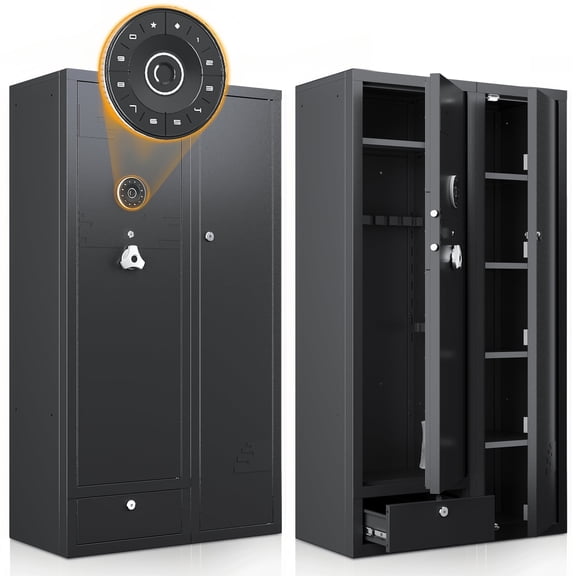 Sapital 15-20 Rifle Gun Safe, Quick Access Shotgun Cabinet with Drawers & Adjustable Shelves