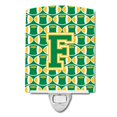 thumbnail image 1 of Carolines Treasures CJ1069-FCNL Letter F Football Green & Gold Ceramic Night Light, 1 of 1