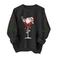 thumbnail image 2 of VKOYWKM Oversized Christmas Sweatshirts for Women Xmas Holiday Long Sleeve Crew Neck Sweatshirt Christmas Wine Glass Graphic Pullover Tops, 2 of 8