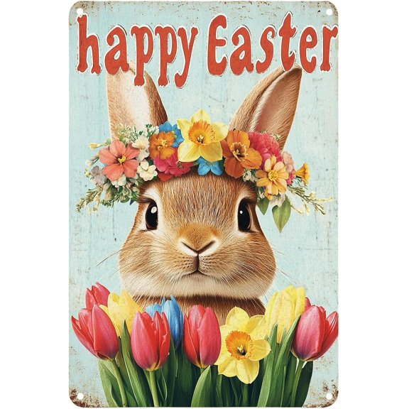 Easter Metal Signs Sleeping Rabbit Vintage Tin Sign Funny Sign for Home Bedroom Kitchen Bar Pub Garage Garden Patio Porch Decor 8x12 Inch