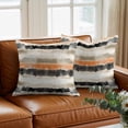 thumbnail image 3 of Black Gray Orange Stripes Throw Pillow Cover Modern Art Cotton Linen Cushion Cover Throw Pillow Case with Invisible Zipper for Couch Sofa Bed Chair Car 16x16 Inch, 3 of 9