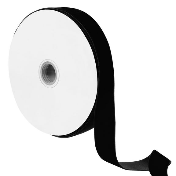 Uxcell Velvet Ribbon, 1" x 20 Yards Black Velvet Fabric Trimming Ribbon Single Face Velvet Ribbons for DIY Craft