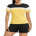 thumbnail image 2 of Short Sleeve Tops and Shorts Set in Contrast Color for Women‘s Workout, 2 of 9