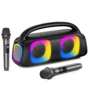 JYX Bluetooth Speaker, 60W Powerful Sound Party Speaker with RGB Light, Portable Speaker with 2 Wireless Microphone