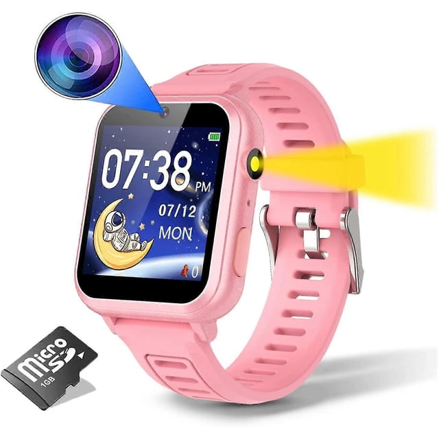 ZHAOCHENG Reloj inteligente para niños - Reloj inteligente para niños con 16 juegos - Rosa