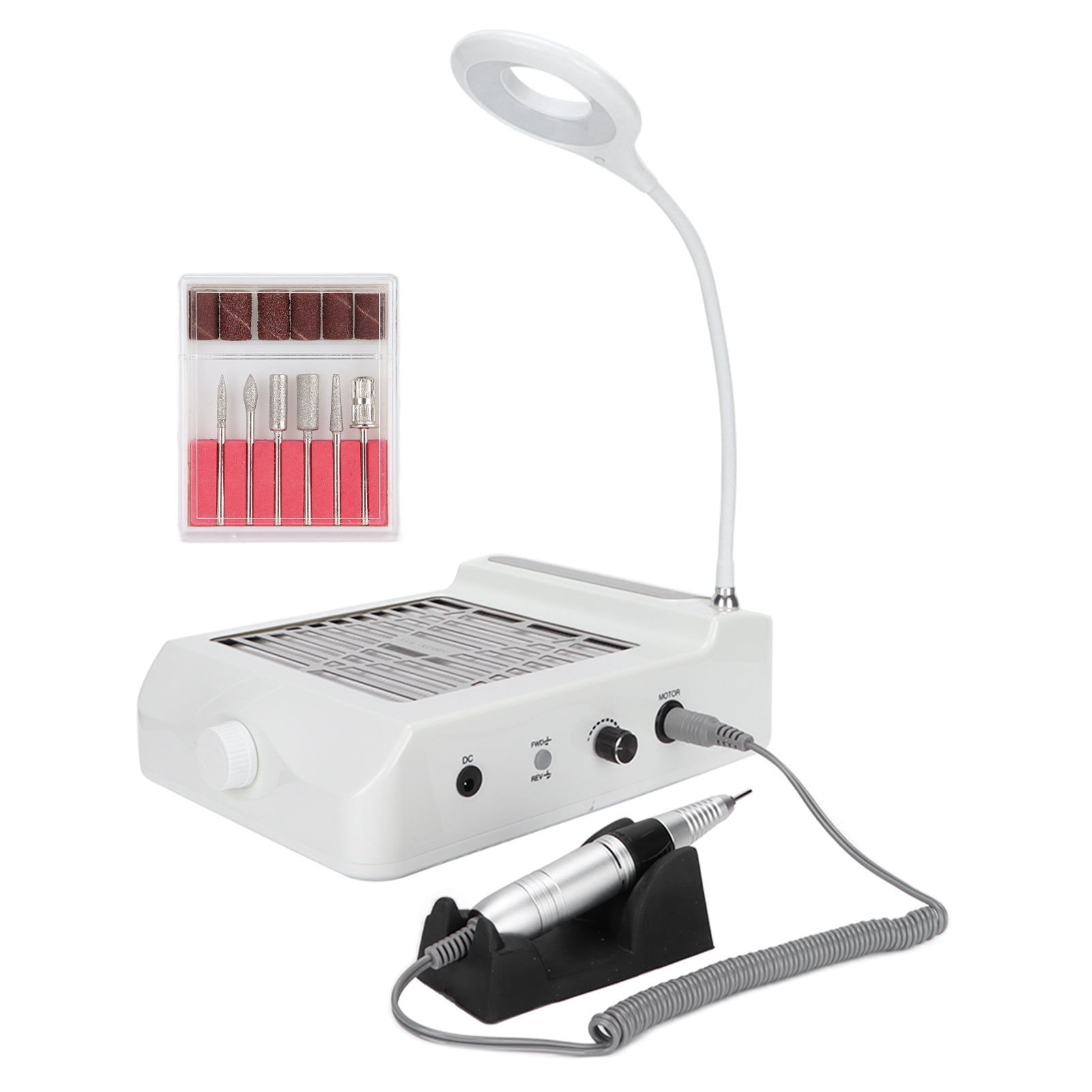 NFTIGB 4 in 1 Electric Nail Drill Machine Set with Vacuum Cleaner and LED Lamp, 80W Professional Manicure Tool (12.6 inches / 32 cm)