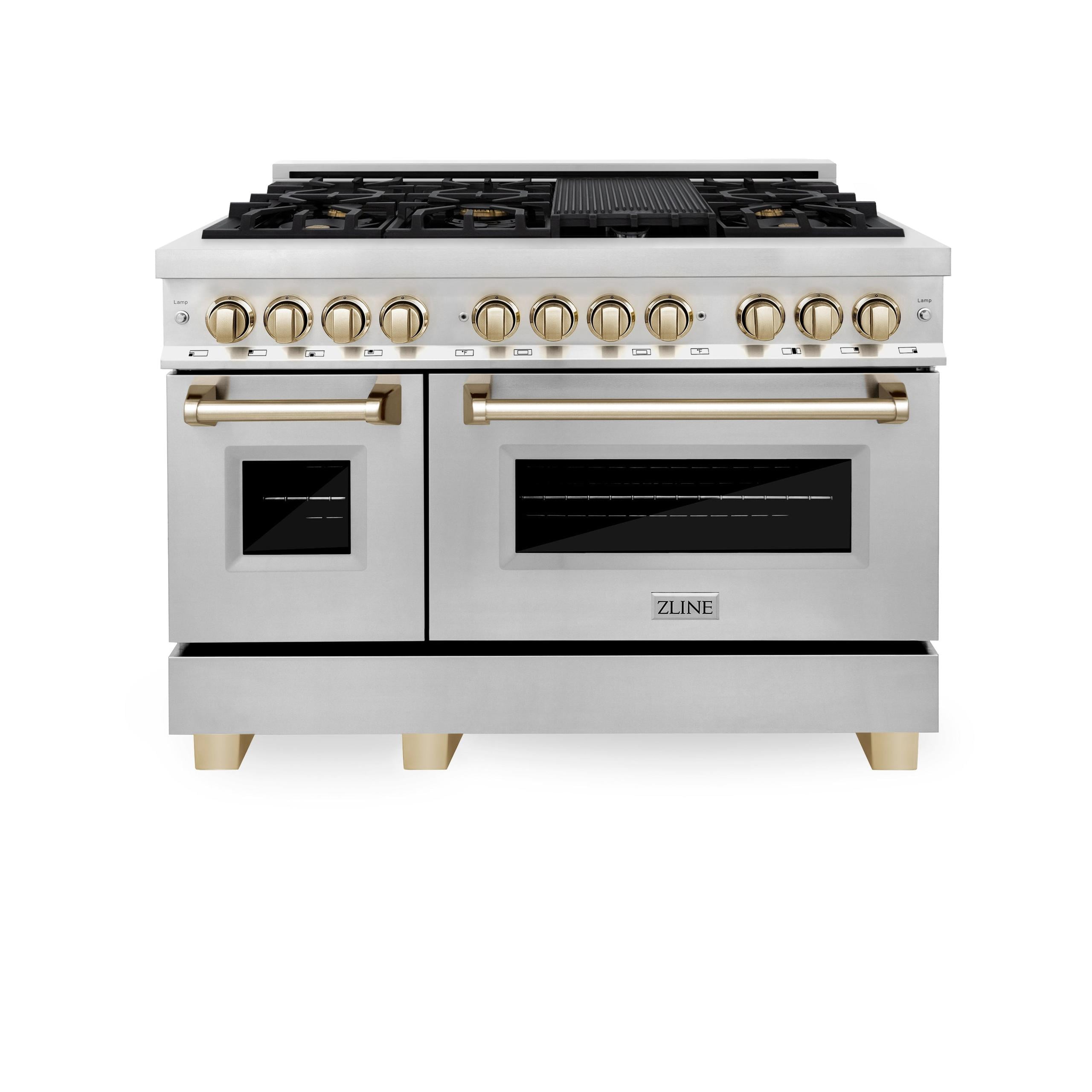 ZLINE 48 in. Autograph Edition Dual Fuel Range in Stainless Steel with Matte Black Accents (RAZ-48-MB)