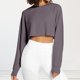 thumbnail image 5 of Top corto con ombligo expuesto para mujer Top básico liso ropa de calle con ajuste holgado traje, 5 of 7