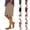 Khaki, variant on POIUYTR Plus Size Womens Cotton Linen Shorts Summer High Waist Button Split Hem Short Pants Vacation Sweat Shorts