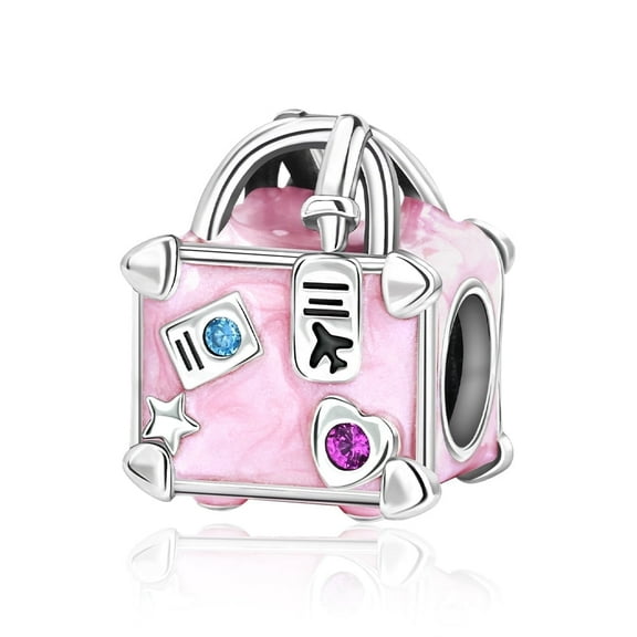 S925 Travel Suitcase Bead Charm for Women Charm Bracelets