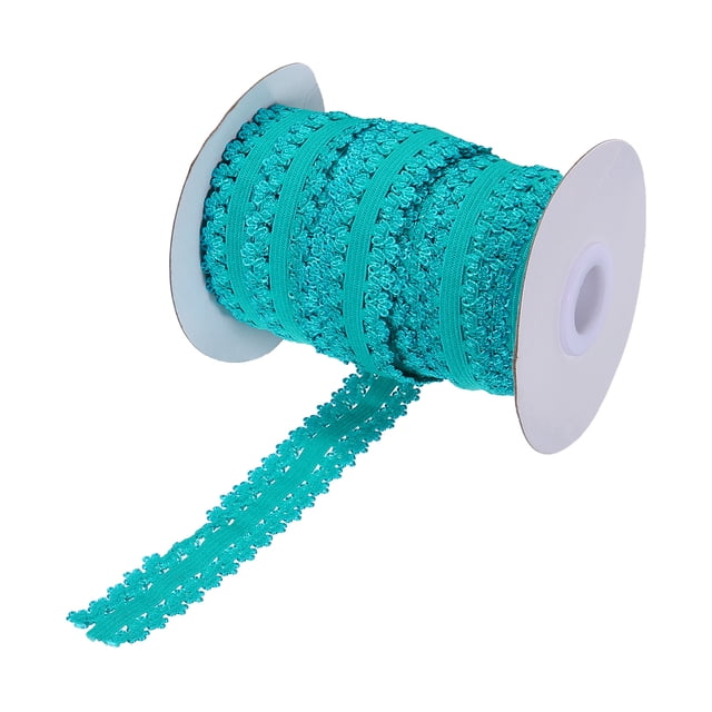 Unique Bargains Lace Ribbon 16 Yards 3/4' Double Crown Edges Elastic Lace Trim for Craft,Gift Wrappers,Headbands(Light Blue)