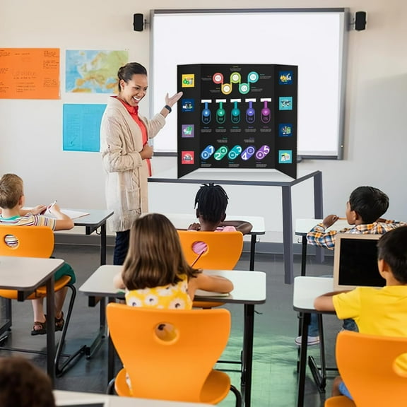 10 Pack Trifold Poster Board 48" X 36",  Black Poster Boards, Science Fair Display Boards Posterboard Foamboard for Mounting, Prints,Art,Display,Projects Classroom Supplies (10)