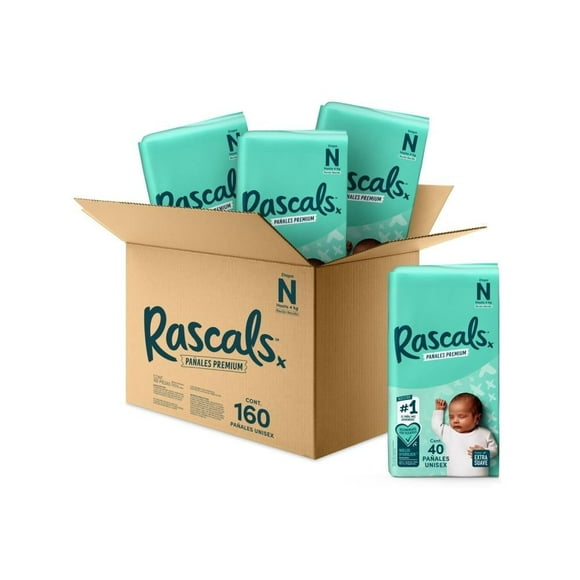 Pañales premium Rascals Etapa N Unisex 160 piezas