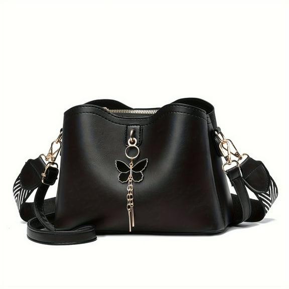 KINGSS Crossbody Bags For Women Fashion Butterfly Bucket Purses Lightweight Handbags Shoulder Bag Gift