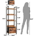 thumbnail image 2 of 5 Tier Bookshelf with Drawer, Tall Narrow Bookcase with Shelves, Wood and Metal Bookshelves Storage Organizer, Industrial Display Standing Shelf Unit for Bedroom, Living Room, 2 of 5