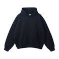 thumbnail image 5 of Unisex Long Sleeve Drop Shoulder Hoodie without Drawstring, Casual Pullover Tracksuit Top for Running, Lounge Wear,Black,M, 5 of 6