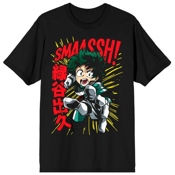 My Hero Academia Anime Cartoon Smash Character Mens Black Graphic Tee-XL