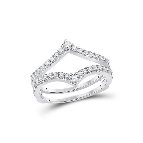 14kt White Gold Womens Round Diamond Wrap Ring Guard Enhancer 1/2 Cttw